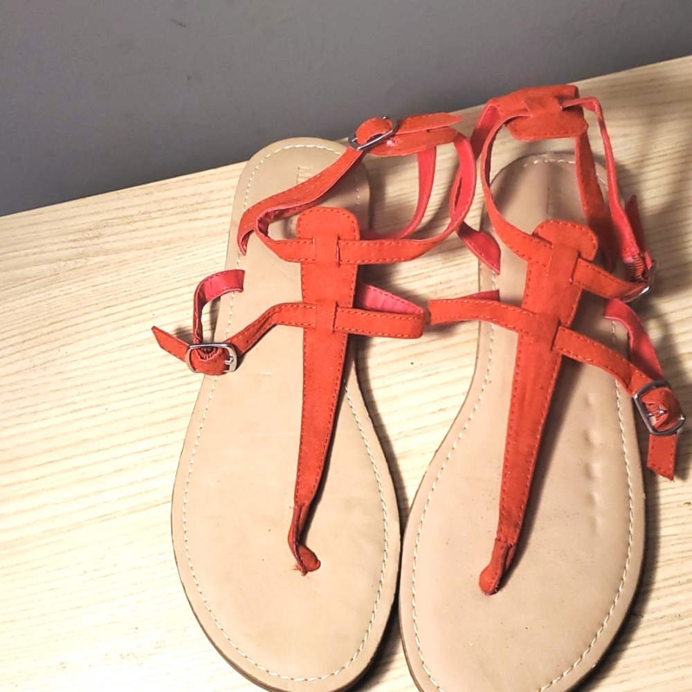Double Strap orange sandals